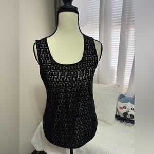 Ann Taylor Black Lace Overlay Tank Top – Size S
